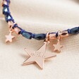 Lisa Angel Personalised Navy and Rose Gold Star Charm Friendship Bracelet