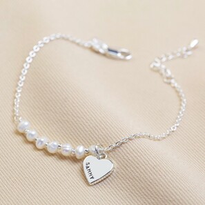Personalised Freshwater Pearl Silver Chain Bracelet