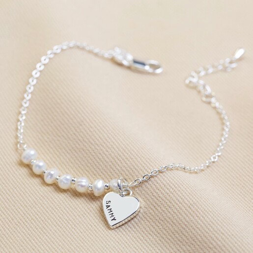 Personalised Freshwater Pearl Silver Chain Bracelet Lisa Angel Ladies' Personalised Freshwater Pearl Silver Chain Bracelet