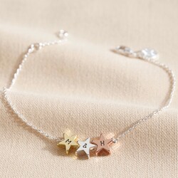 Personalised Mixed Metal Triple Star Bead Bracelet
