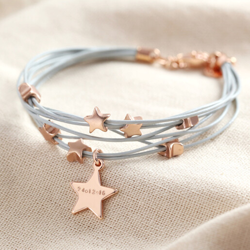 Personalised Sterling Silver Triple Star Bracelet