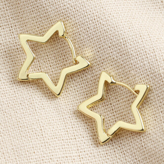 Star Hoop Earrings in Gold
