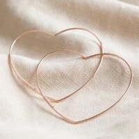 Large Thin Heart Hoop Earrings in Rose Gold Sterling Silver