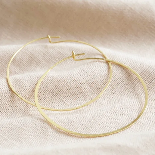 Lisa Angel Ladies' Large Thin Hoop Earrings in Gold Sterling Silver