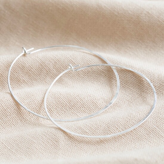 Large Thin Hoop Earrings in Sterling Silver