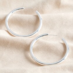 Medium Tube Hoop Earrings in Silver