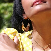 Statement Hammered Feature Hoop Earrings in Gold