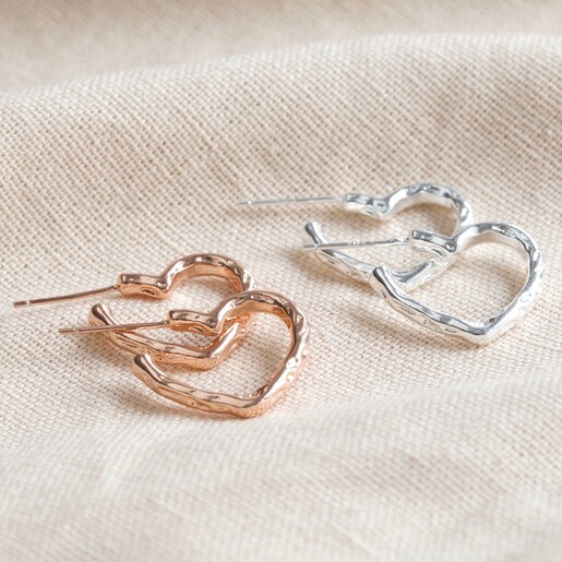 Lisa Angel Organic Finish Small Heart Hoop Earrings
