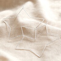 Sparkle Cut Star Hoop Earrings in Silver