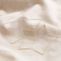 Sparkle Cut Star Hoop Earrings in Gold