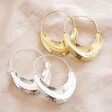 Lisa Angel Statement Hammered Feature Hoop Earrings in Silver and Gold