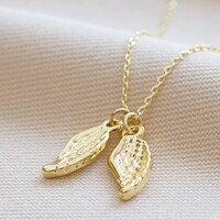 Double Wing Charm Necklace in Gold