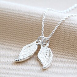 Double Wing Charm Necklace in Silver