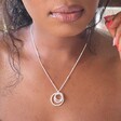 Mixed Interlocking Rings Necklace in Silver on Model
