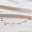Lisa Angel Ladies' Multi Charm Cable Chain Necklace in Rose Gold