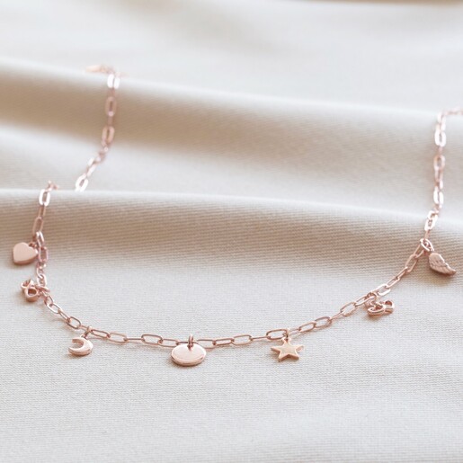 Multi Charm Cable Chain Necklace in 