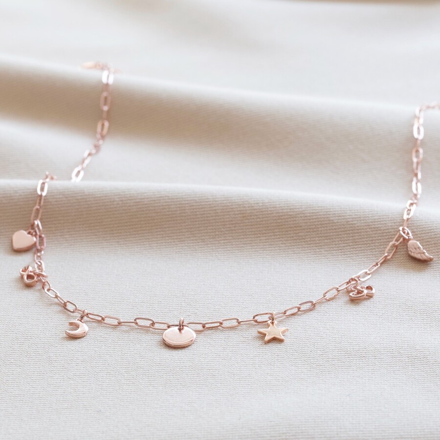 Multi Charm Cable Chain Necklace in 