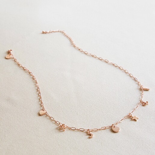 Multi Charm Cable Chain Necklace in 