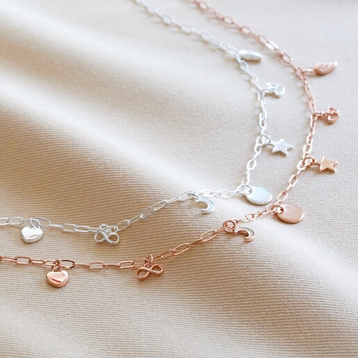 Multi Charm Cable Chain Necklace in 