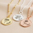 Personalised Engraved Birth Flower Organic Shape Pendant Necklace