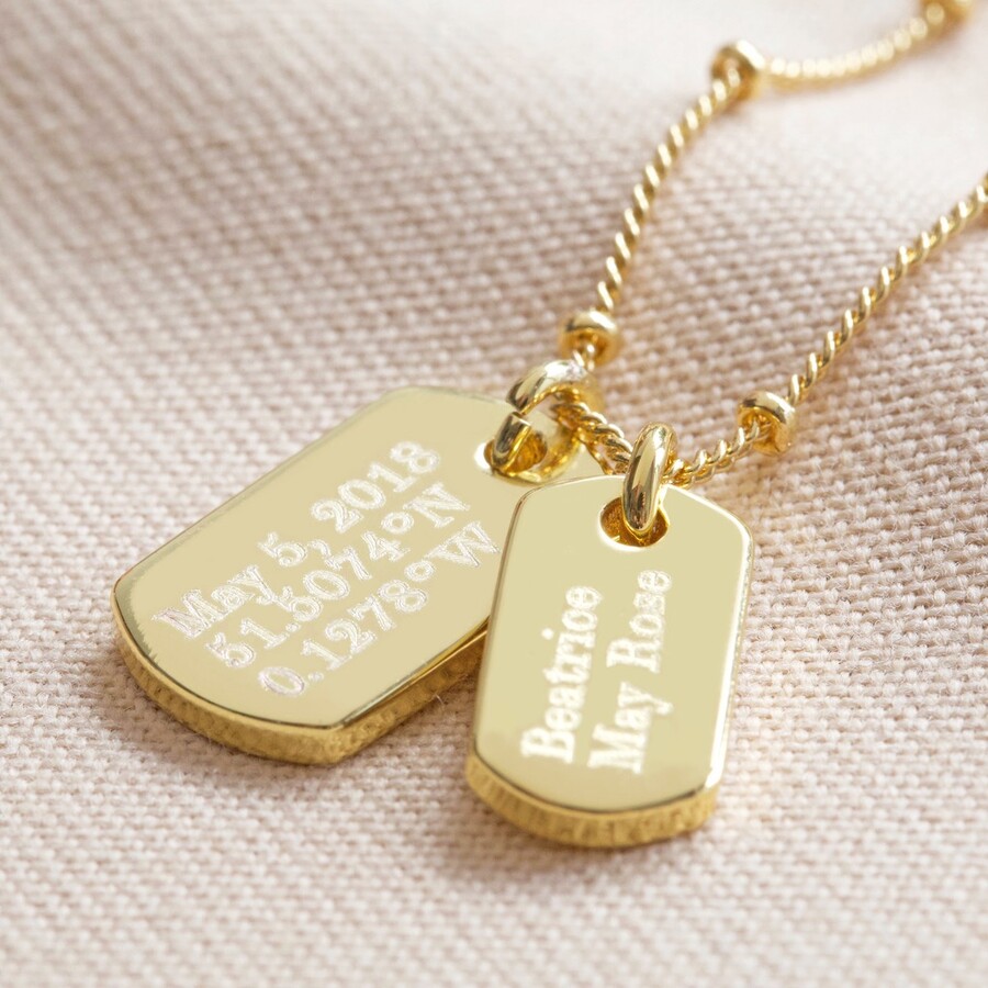 Personalised Double Dog Tag Charm Necklace Lisa Angel