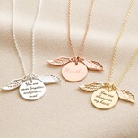 Personalised Double Wing Charm and Disc Necklace