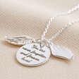 Personalised Double Wing Charm and Disc Necklace in Silver