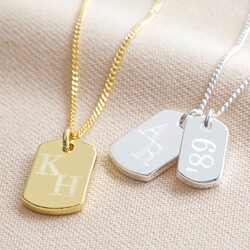 Personalised Initials Dog Tag Charm Necklace