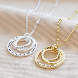 Personalised Mixed Interlocking Family Rings Necklace