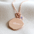 Lisa Angel Rose Gold Personalised Organic Shape and Birthstone Charm Necklace
