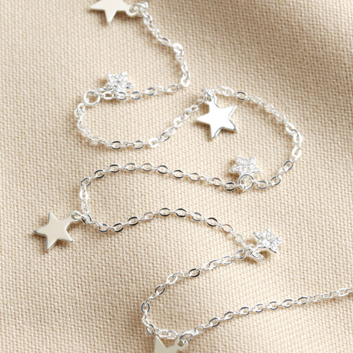 Tiny Crystal Star Charm Necklace in Silver | Lisa Angel