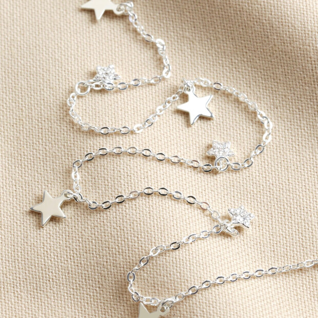 Tiny Crystal Star Charm Necklace in Silver Tiny Crystal Star Charm Necklace in Silver