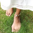 Personalised Beaded Shell Charm Anklet on Model