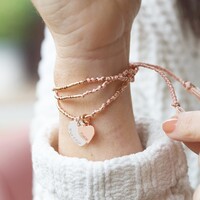 Personalised Charm Multi Strand Twisted Beaded Cord Bracelet