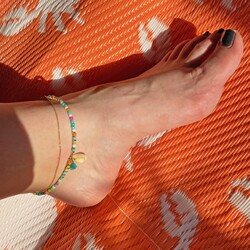 Rainbow Beaded Shell Charm Anklet