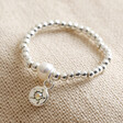 Lisa Angel Personalised Silver Beads and Pearl Stretch Ring with Birthstone