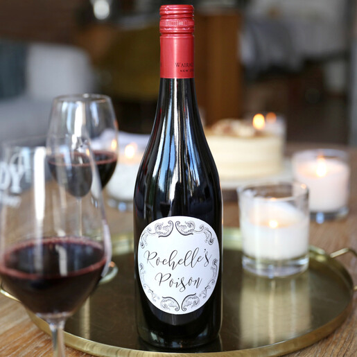 Lisa Angel Personalised Vintage Swirls Bottle of Wine