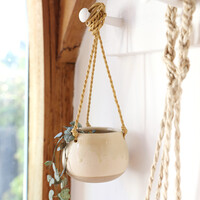 Small Natural Ceramic Hanging Planter