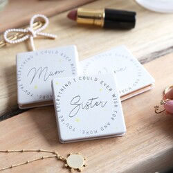 Personalised 'Everything I Wish For' Grey Square Compact Mirror