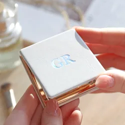 Personalised Foil Initials Grey Square Compact Mirror