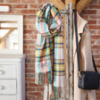 Lisa Angel Oversized Personalised Embroidered Colourful Tartan Scarf