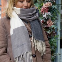 Personalised Embroidered Grey Block Winter Scarf
