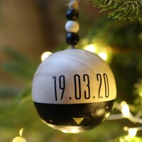 Personalised Date Metallic Dipped Wooden Bauble