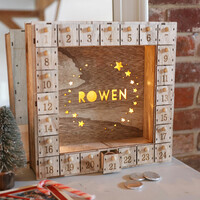 Personalised Fill Your Own Wooden Stars Advent Calendar Light Box