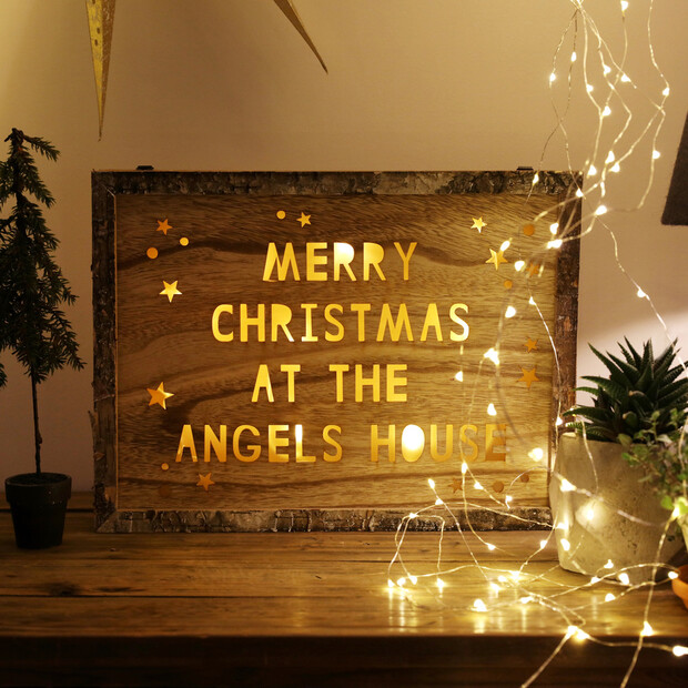 Personalised Wooden Christmas Light Box Frame Personalised Wooden Christmas Light Box Frame