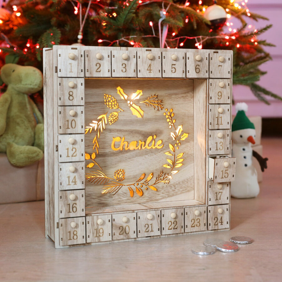Details about   Wooden Jewelry Box Craft Advent Calendar Christmas Xmas Home Decor Heart-Shaped 