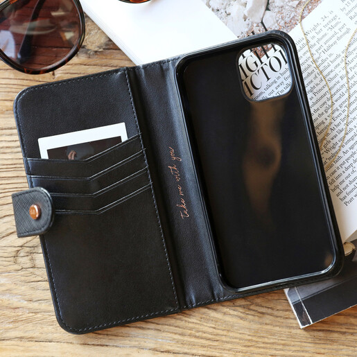 Black Vegan Leather Iphone Wallet Case Lisa Angel