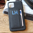 Lisa Angel Personalised Block Initials Black Vegan Leather iPhone Case