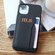 Lisa Angel Personalised Metallic Initials Black Vegan Leather iPhone Case