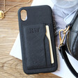 Lisa Angel Personalised Initials Black Vegan Leather iPhone Case